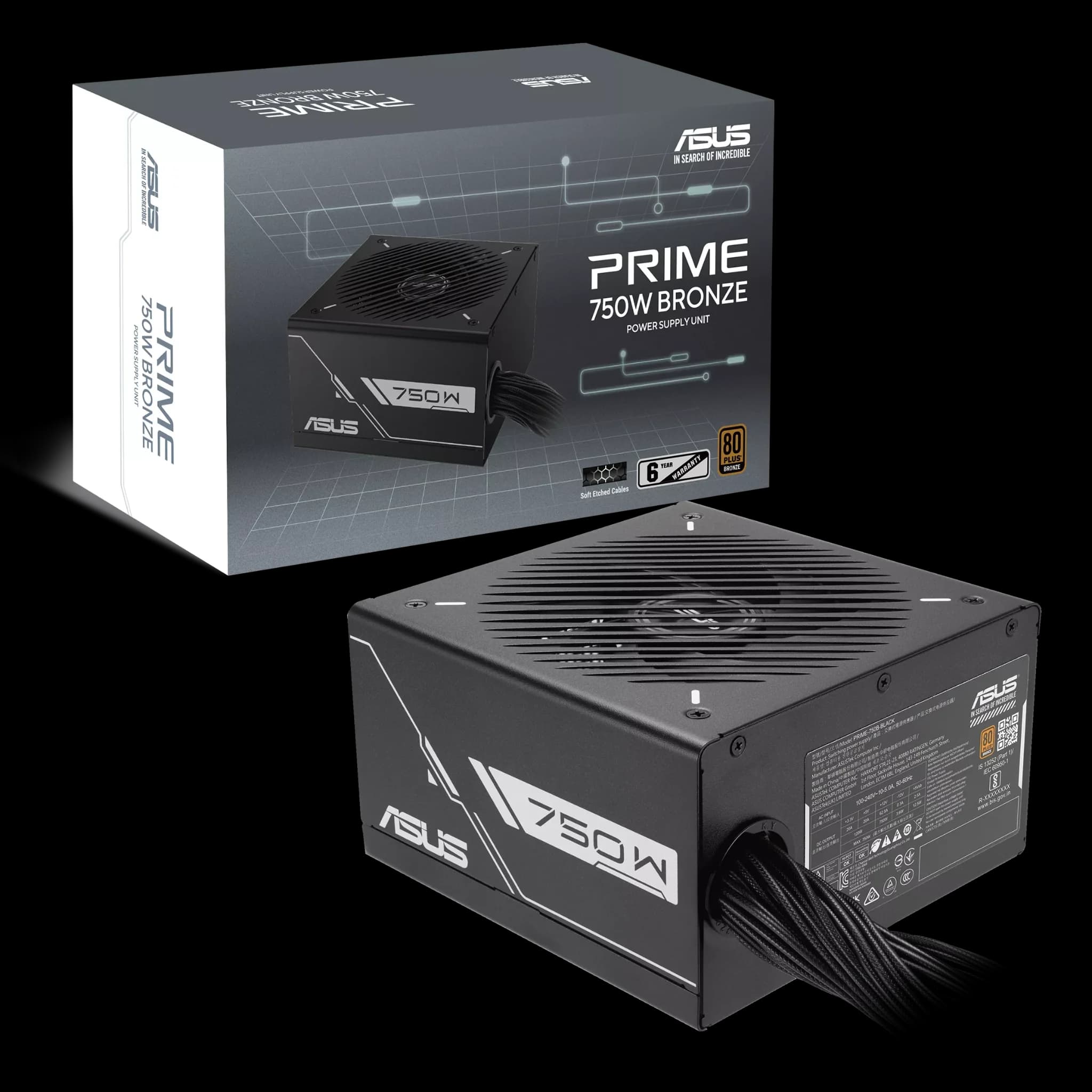 Nguồn máy tính ASUS PRIME 750B (750W, 80 Plus Bronze, Non-modular, 6 năm bảo hành)