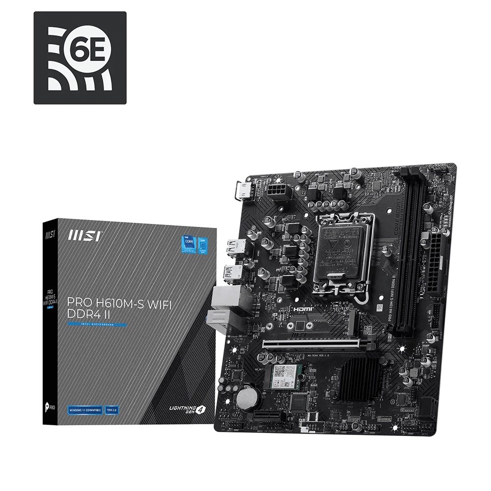 Mainboard MSI PRO H610M-S WIFI DDR4 II | LGA1700, mATX, 2 khe DDR4 64GB, Wi-Fi 6E