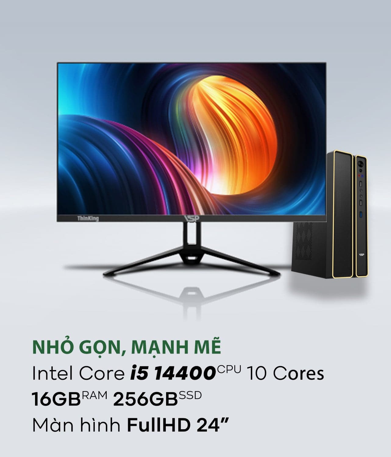 PCX Intel Core i5-14400 - 16GB DDR4 - 250GB NVMe - Intel UHD 770 Shared - 24.5 inch Full HD IPS 100Hz | Văn Phòng