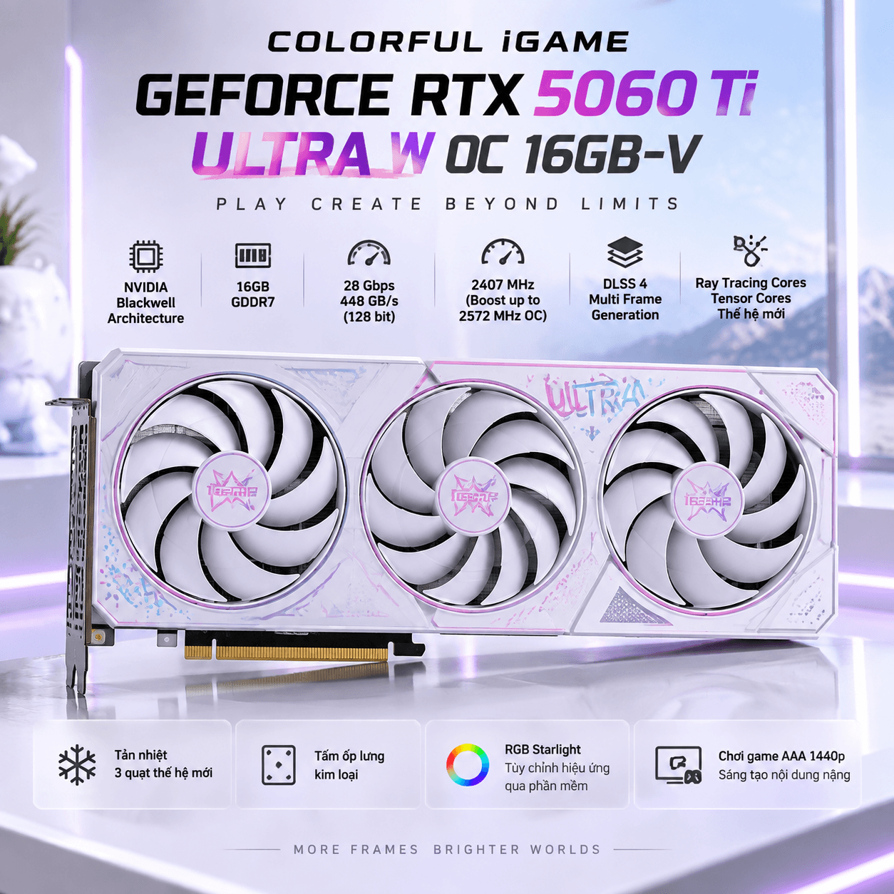 CARD MÀN HÌNH COLORFUL IGAME GEFORCE RTX 5060 TI ULTRA W ( 3 Fan )