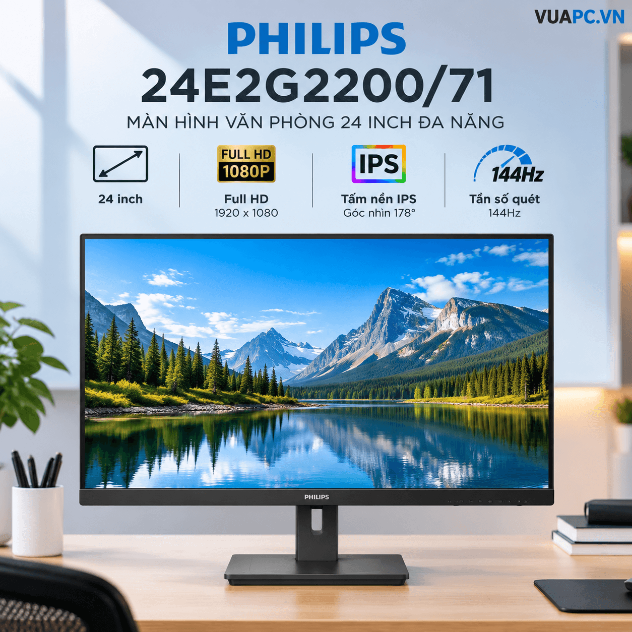 Màn Hình văn phòng Philips 24E2G2200/71 | 24 inch, Full HD, IPS, 144Hz