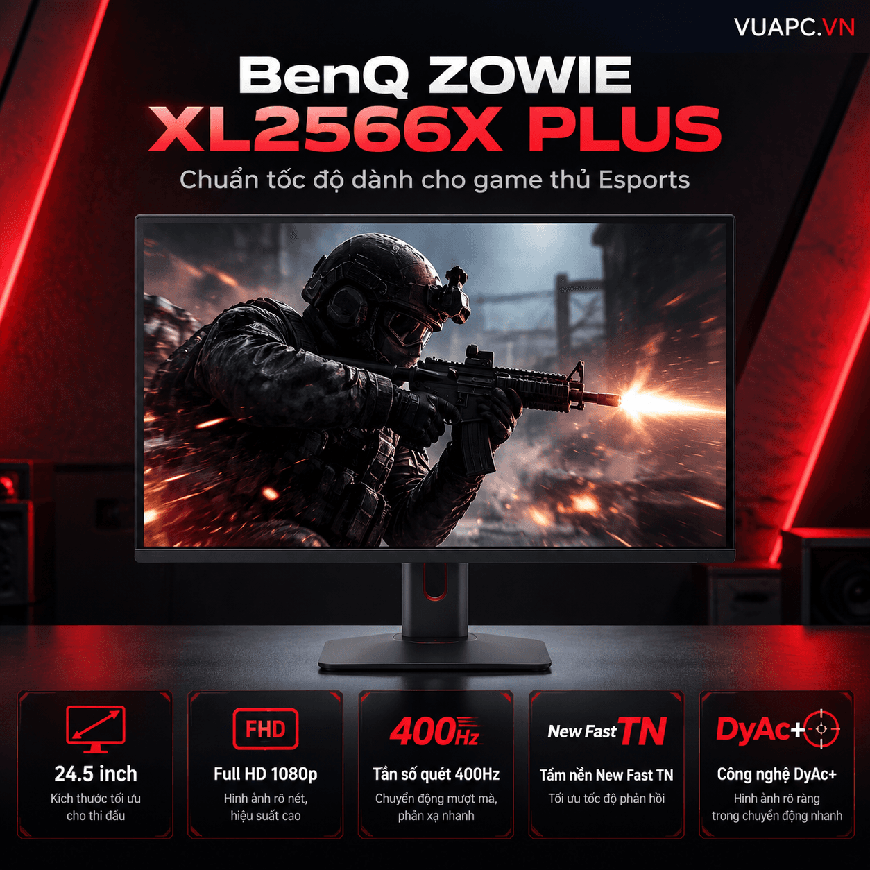Màn hình Gaming BenQ ZOWIE XL2566X PLUS | 24.5 inch, FHD, 400Hz, TN, DyAc+