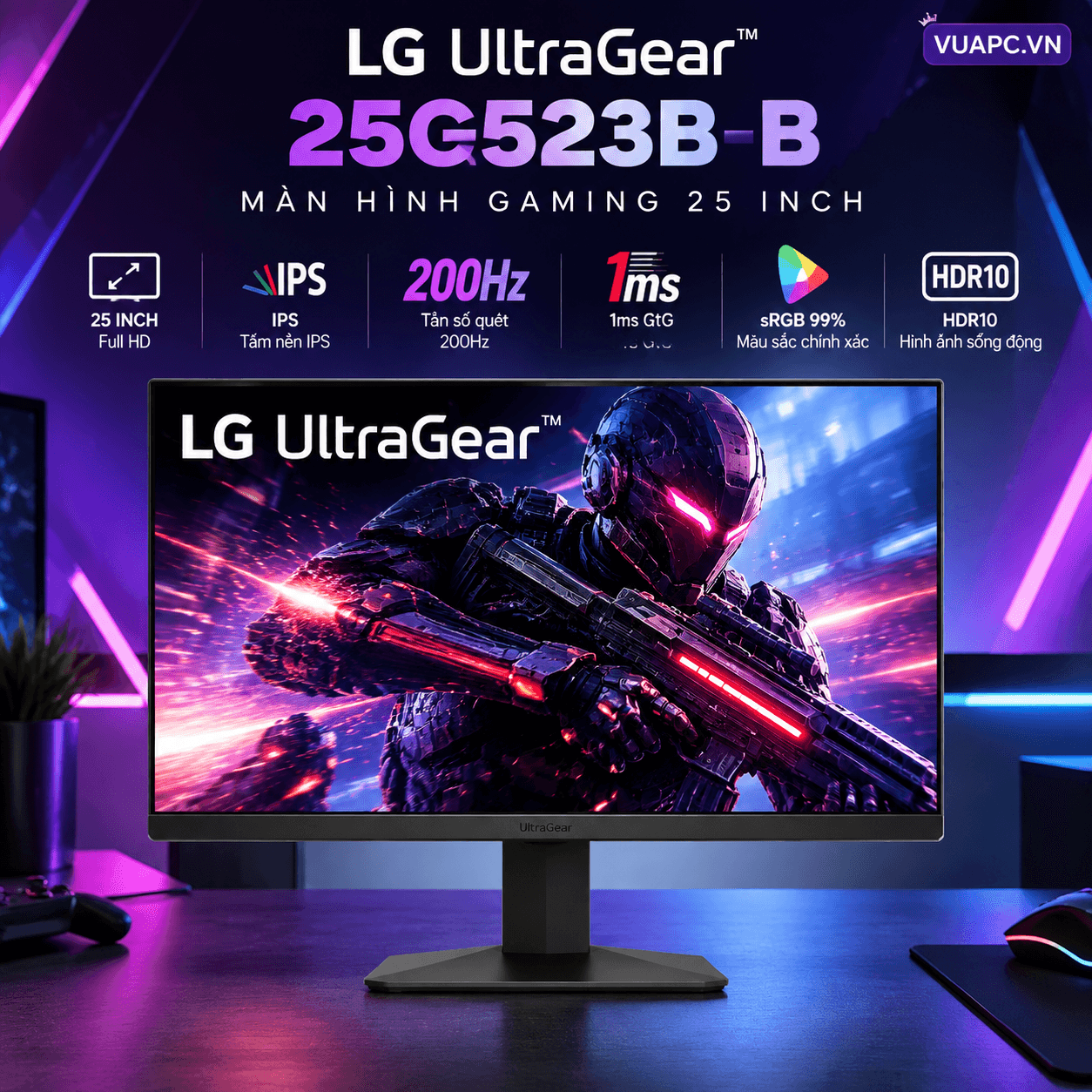 Màn hình Gaming LG UltraGear 25G523B-B | 25 inch, Full HD, IPS, 200Hz, 1ms GtG