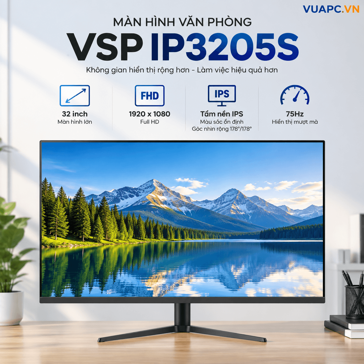 Màn hình Văn phòng VSP IP3205S | 32 inch, FHD, 75Hz, IPS
