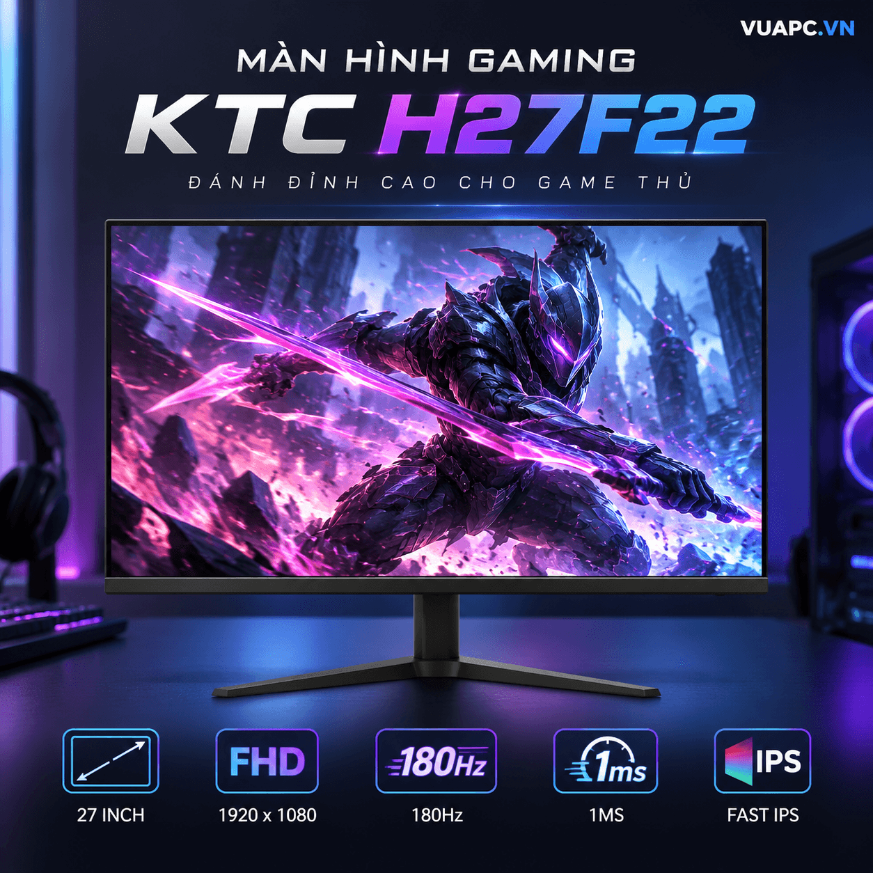 Màn hình Gaming KTC H27F22 | 27 inch, FHD, 180Hz, IPS