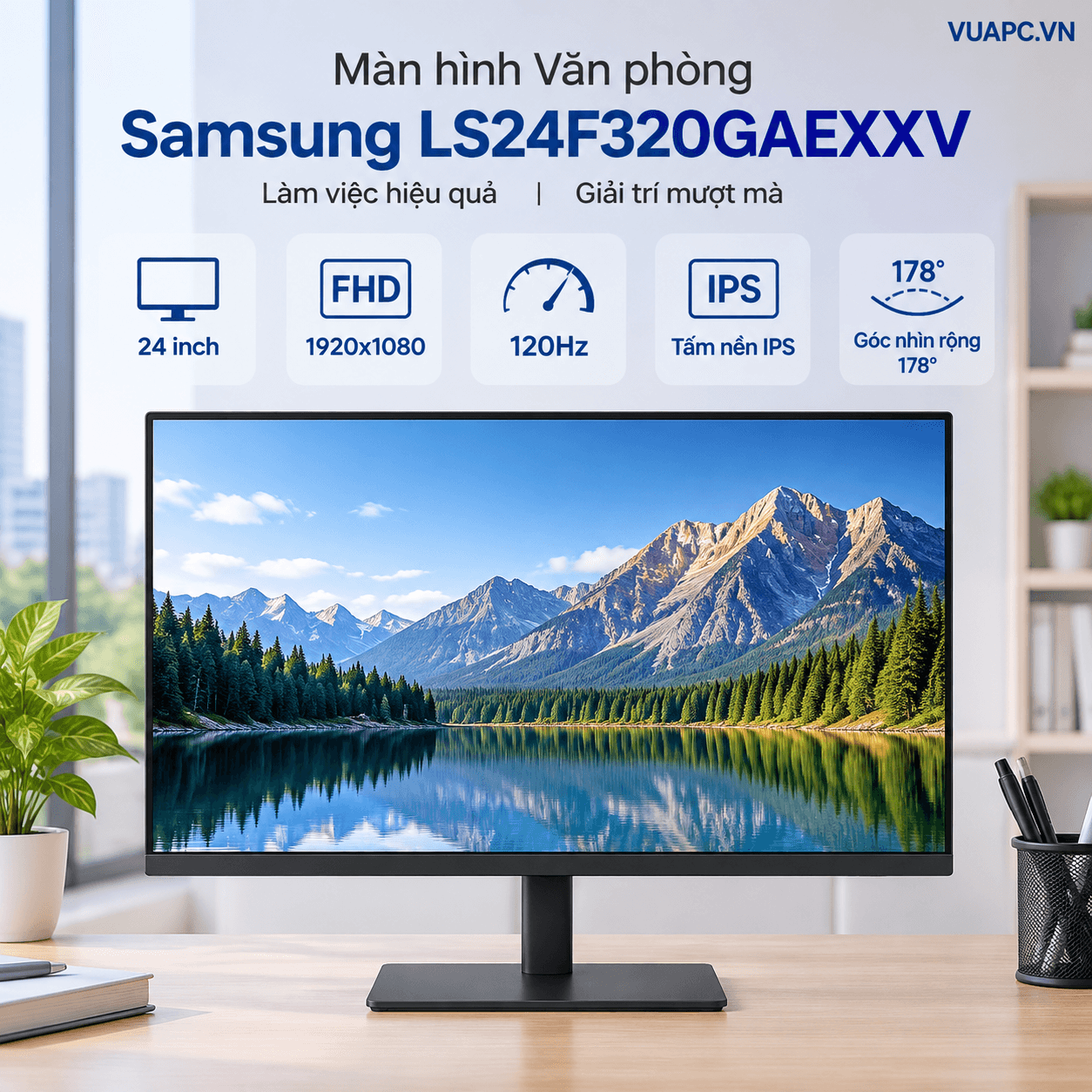 Màn hình Văn phòng Samsung LS24F320GAEXXV | 24 inch, FHD, 120Hz, IPS