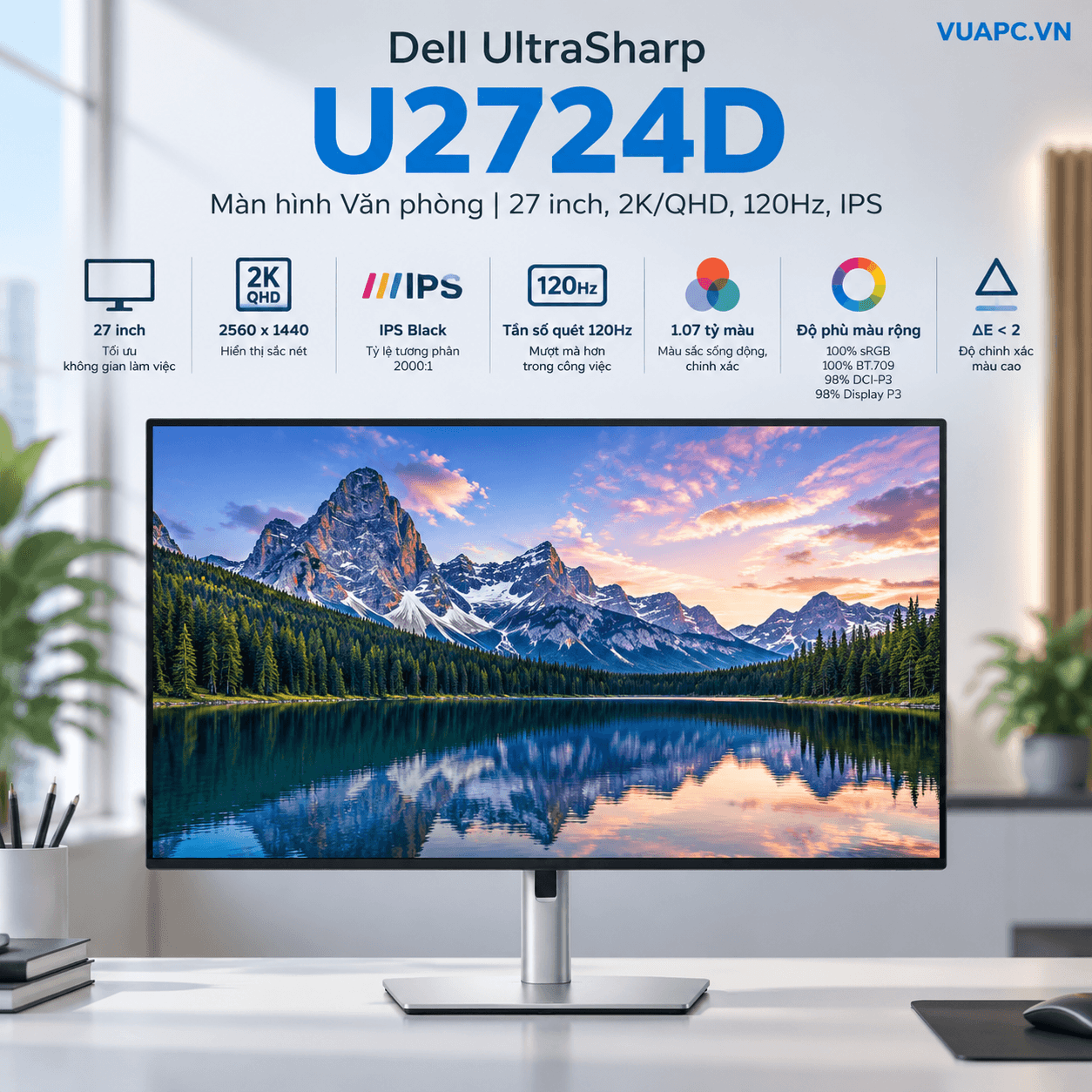 Màn hình Văn phòng Dell U2724D | 27 inch, 2K/QHD, 120Hz, IPS