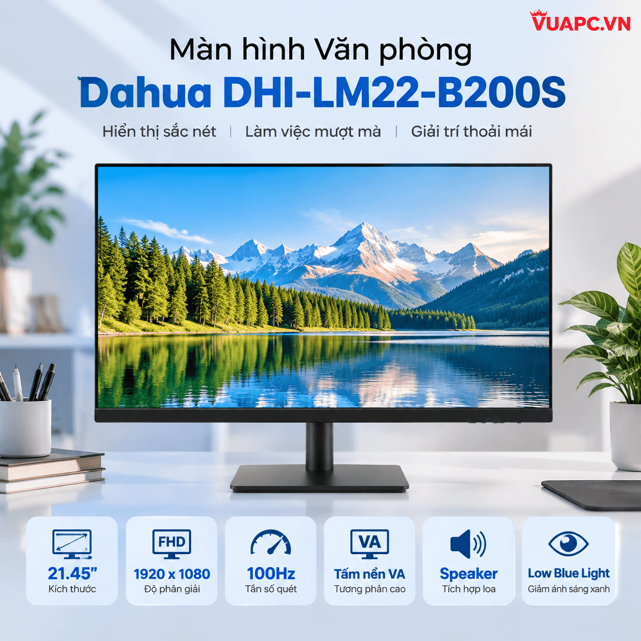 Màn hình Văn phòng Dahua DHI-LM22-B200S | 21.45 inch, FHD, 100Hz, VA, Spearker