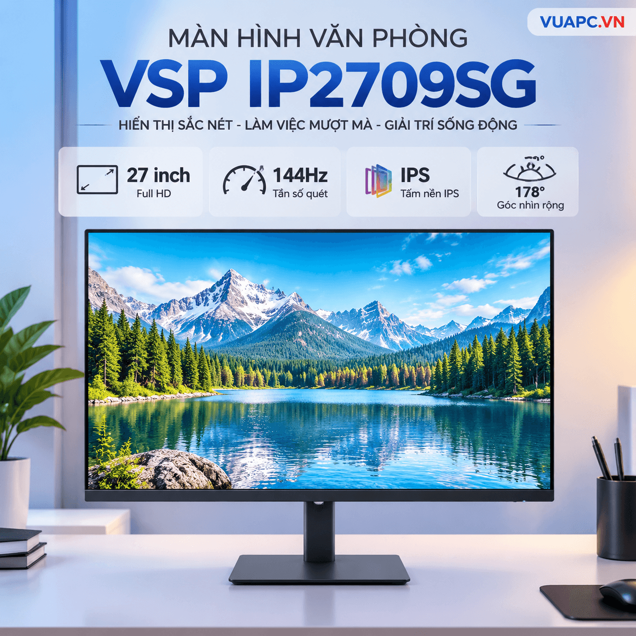 Màn hình văn phòng VSP IP2709SG | 27 inch, Full HD, 144Hz, IPS