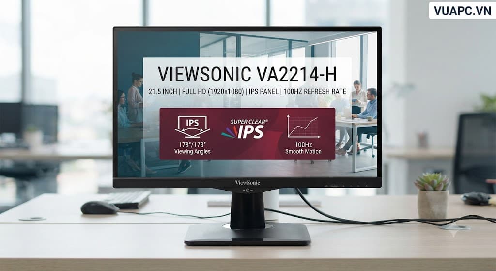Màn hình Văn phòng Viewsonic VA2214-H | 22 inch, FHD, 100HZ, IPS