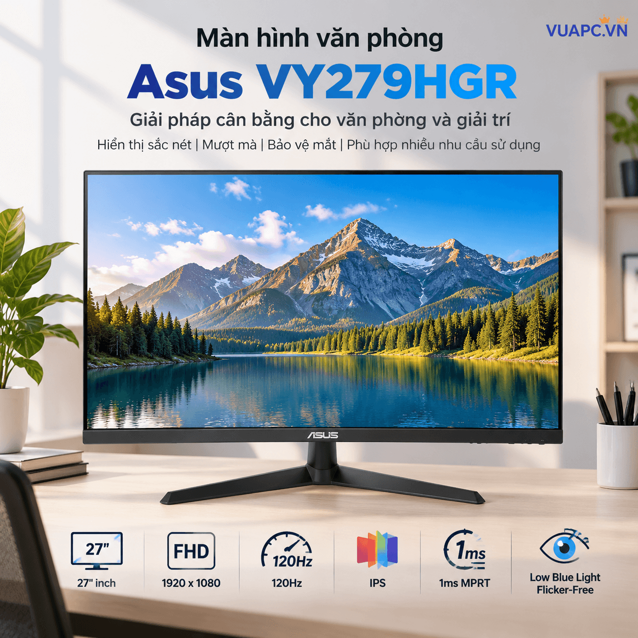 Màn hình Văn phòng Asus VY279HGR | 27 inch, FHD, 120Hz, IPS
