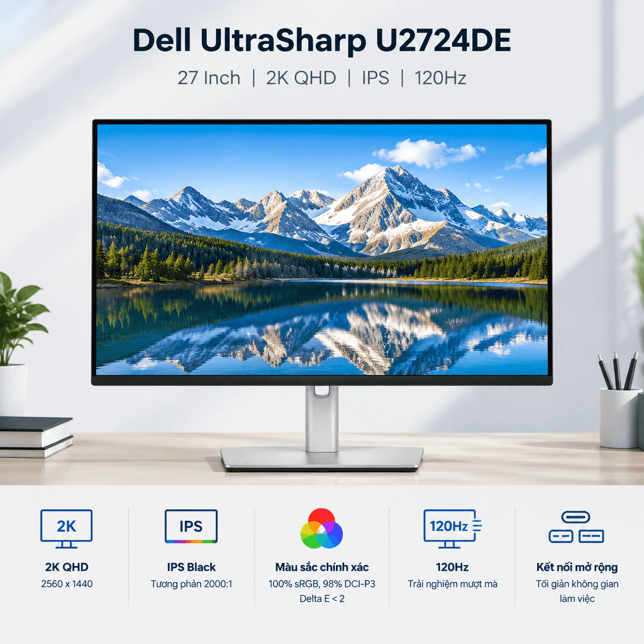 Màn hình 2K Dell UltraSharp 27 Inch IPS 120Hz U2724DE