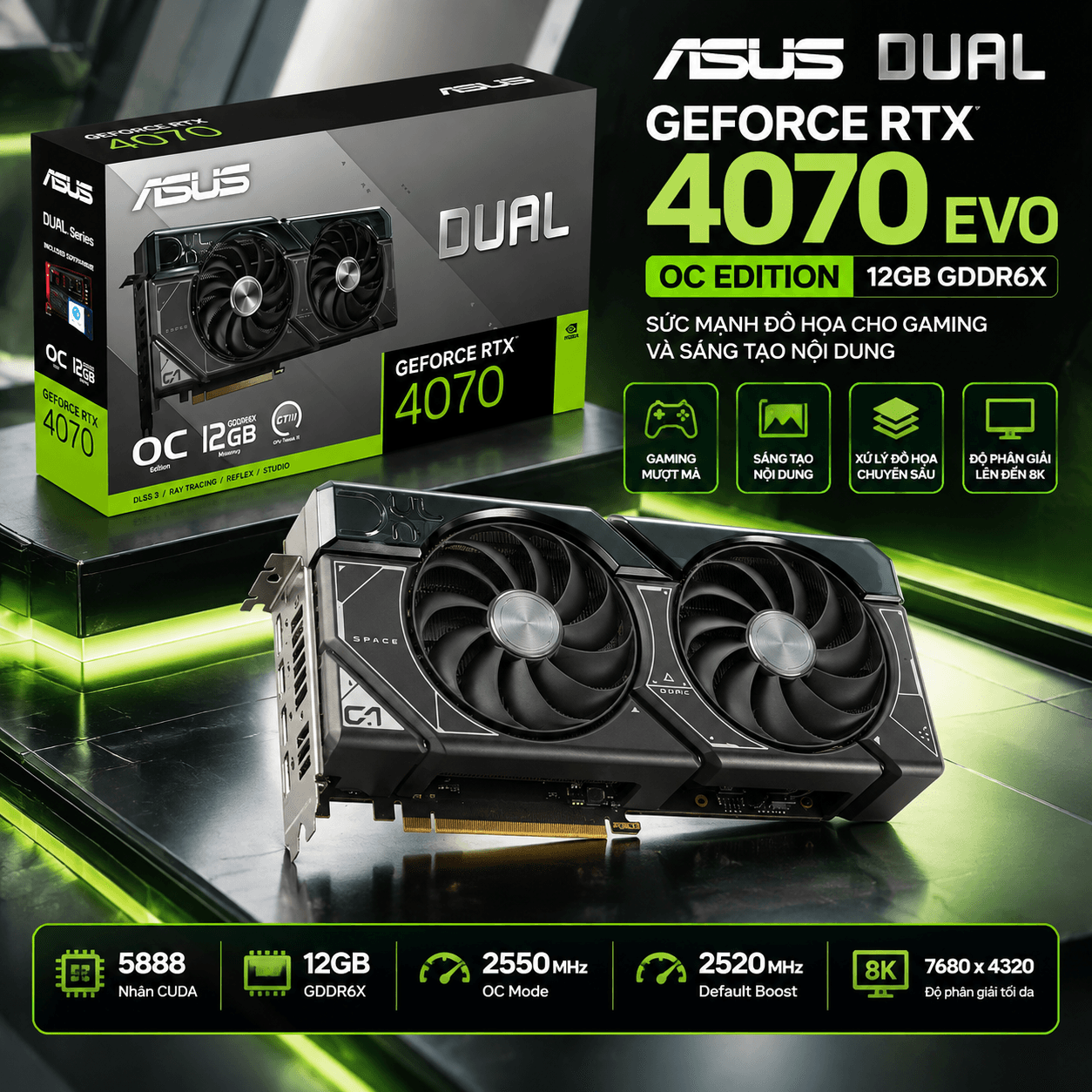 ASUS Dual GeForce RTX 4070 EVO OC Edition 12GB GDDR6X