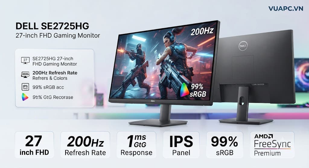 Màn hình Gaming Dell SE2725HG | 27 inch, FHD, 200Hz, IPS