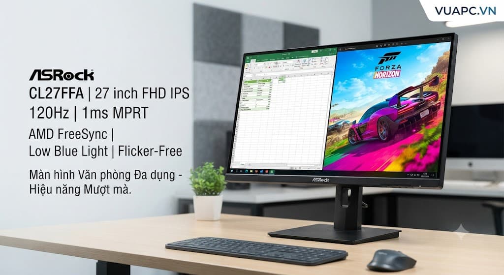 Màn hình Văn phòng Asrock CL27FFA | 27 inch, FHD, 120Hz, IPS