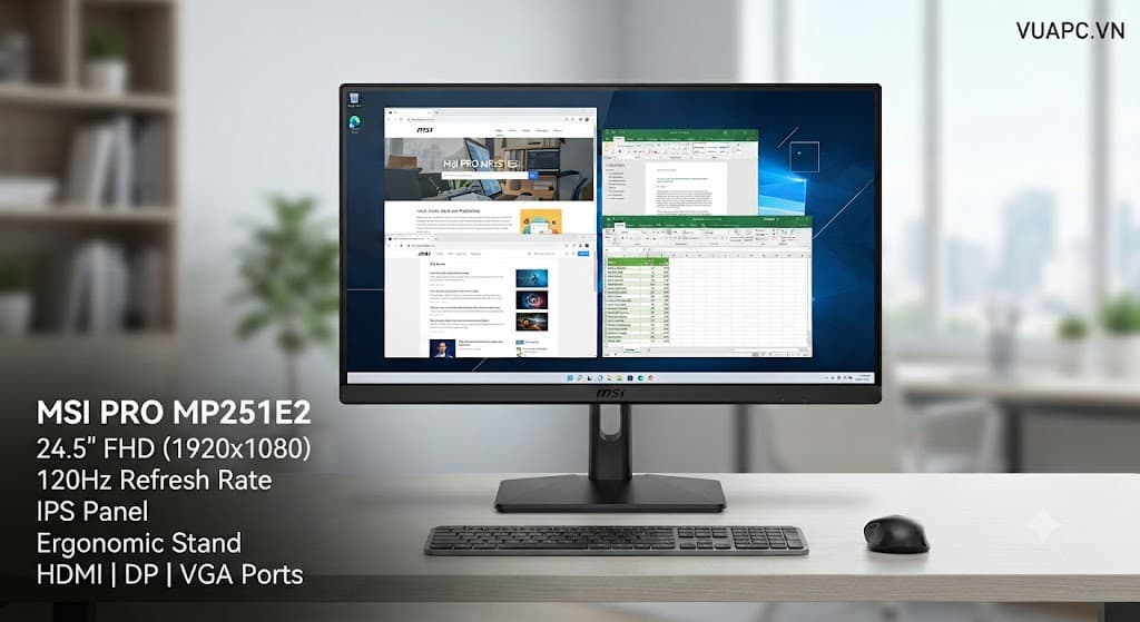 Màn hình Văn phòng MSI PRO MP251E2 | 25 inch, FHD, 120Hz, IPS