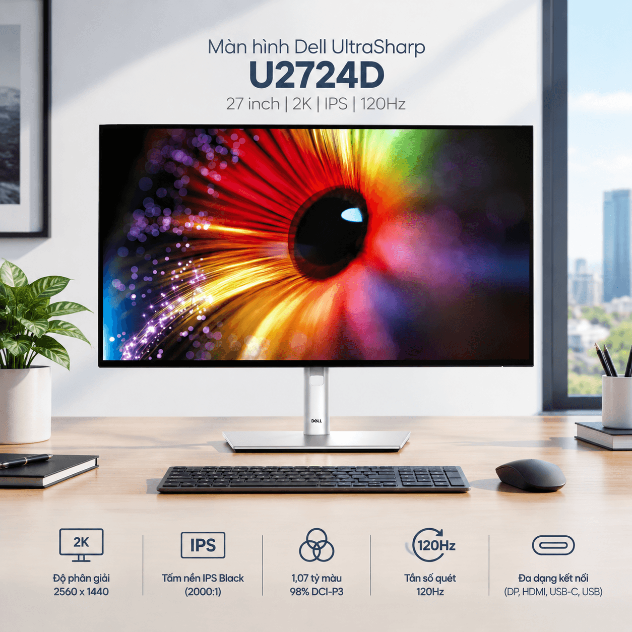 Màn hình 2K Dell UltraSharp 27 Inch IPS 120Hz U2724D