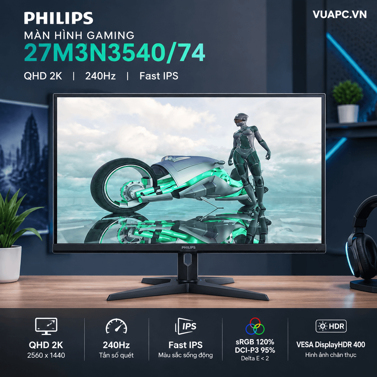 Màn hình Gaming Philips 27M3N3540 | 27 inch, 2K/QHD, 240Hz, Fast IPS