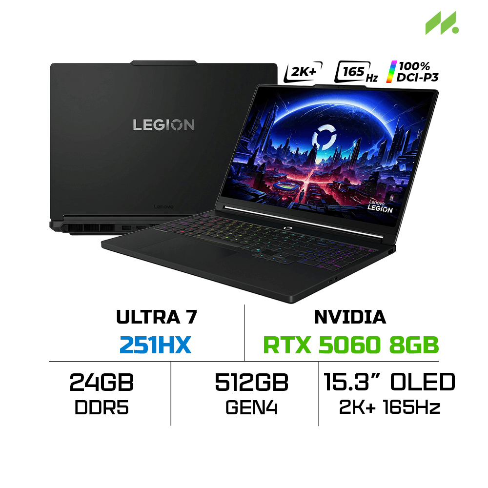 Laptop Lenovo Legion 5 15IAX11 83VK00A2VN (Ultra 7 251HX, RTX 5060 8GB, RAM 24GB DDR5, SSD 512GB, 15.3 Inch OLED WQXGA 165Hz 100% DCI-P3, Win 11 Home)