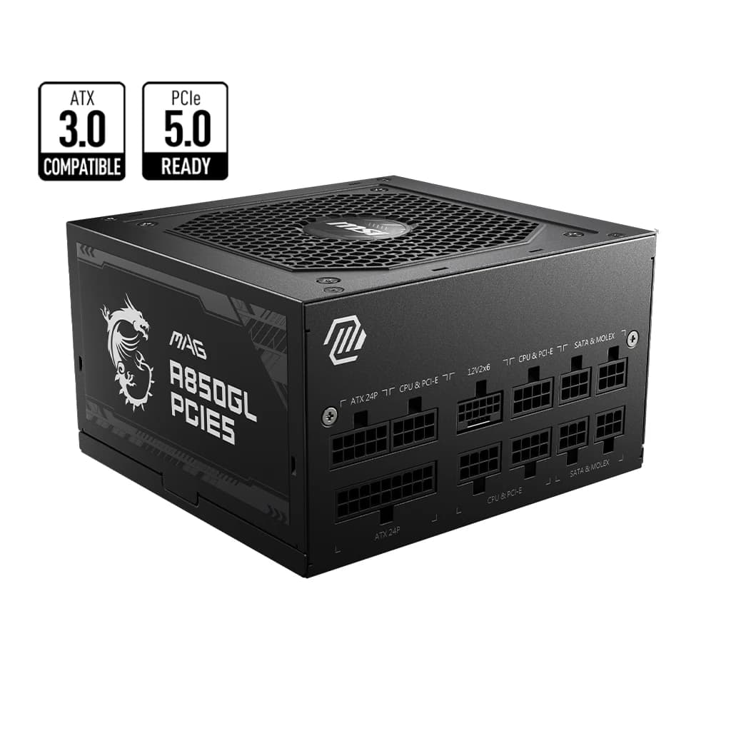 Nguồn máy tính MSI MAG 850W A850GL - 80 Plus Gold - Full Modular (850W) ATX 3.1 PCIe 5.1