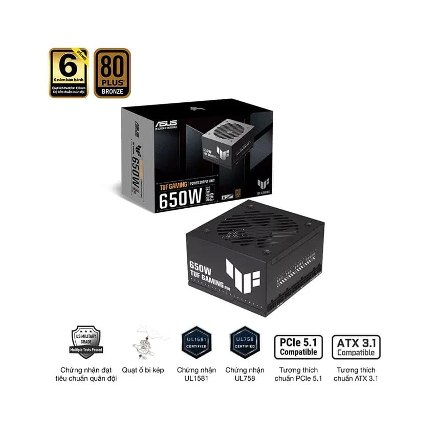 Nguồn ASUS TUF GAMING 650B EVO - 650W (80+ Bronze/ATX3.1/Full Modular)
