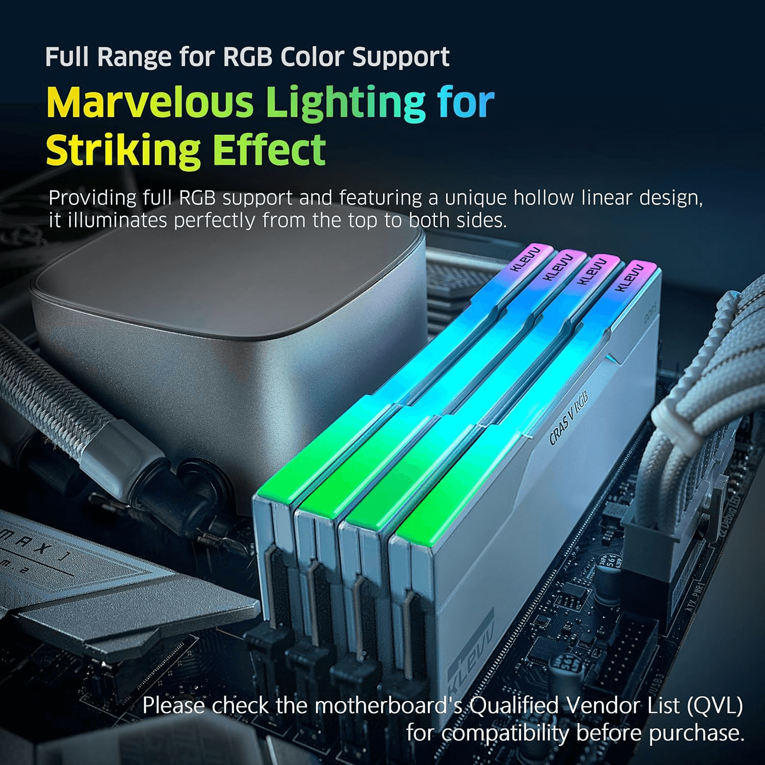 Ram PC Klevv Cras V RGB 64GB (2x32GB) DDR5 6400MHz (KD5BGUA80-64A320J)
