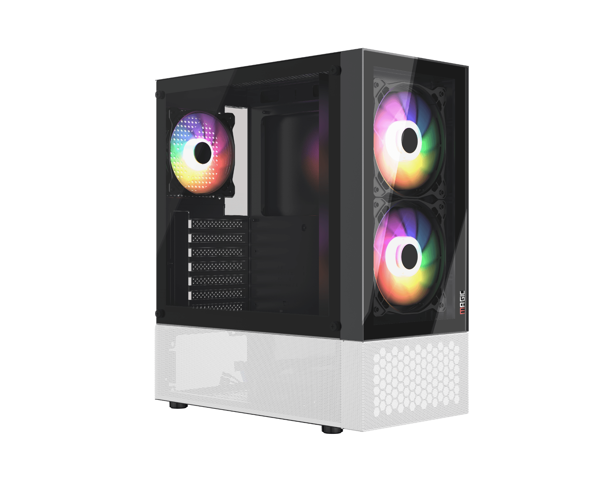 CASE MAGIC GM-04 AIR BLACK AND WHITE GLASS 3 FAN (ATX)
