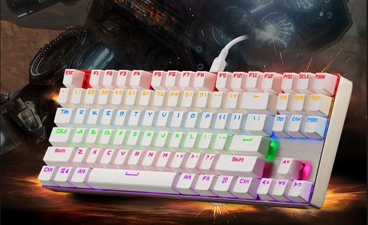 Bàn phím Motospeed K87 Mechanical Rainbow LED (Màu trắng)