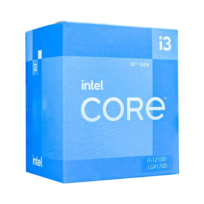 CPU Intel Core i3 12100 Box chính hãng (3.3GHz turbo up to 4.3GHz, 4 nhân 8 luồng, 12MB Cache, 58W)- Socket Intel LGA 1700)
