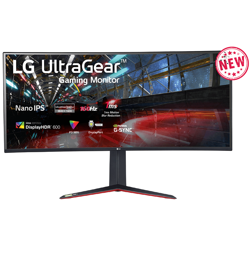 LG UltraGear 38GN950-B Curved Gaming Monitor – 38″, QHD, Nano IPS, 160Hz (OC), 1ms, HDR600, G-Sync