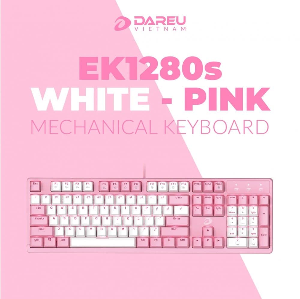 Bàn phím cơ DARE-U EK1280S Pink- White Brown switch