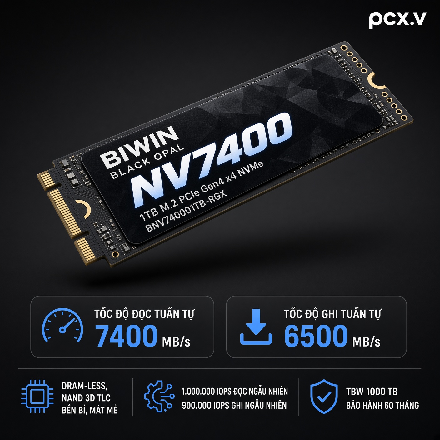 SSD Biwin Black Opal NV7400 1TB M.2 PCIe Gen4 7400MB/s | PCXPRESS