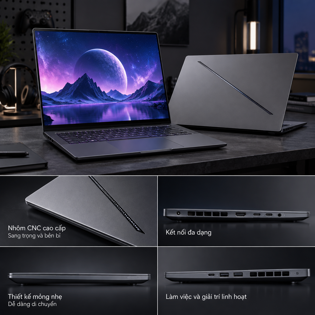 Laptop ASUS ROG Zephyrus G16 GU606AW-TB121W (Ultra 9 386H, RTX 5080 16GB, RAM 32GB LPDDR5X, SSD 1TB, 16 Inch OLED 2.5K 100% DCI-P3, Win 11 Home)