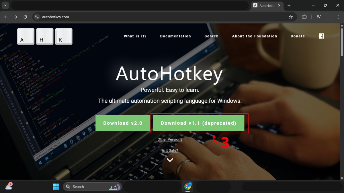 Bắt đầu tải phần mềm AutoHotkey