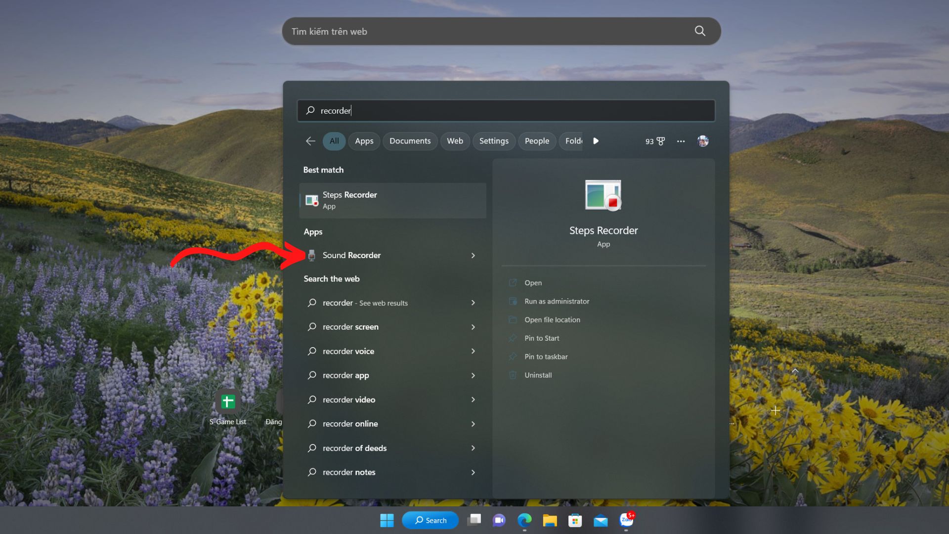 Cách ghi âm trên Windows 11 bằng ứng dụng Sound Recorder Bước 1