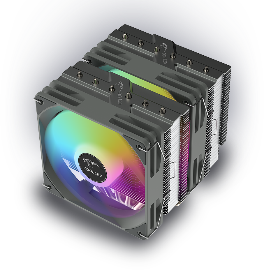 Tản nhiệt COOLLEO P60Ti 6 Heat Pipes CPU Cooler Dual Tower PC Case ...